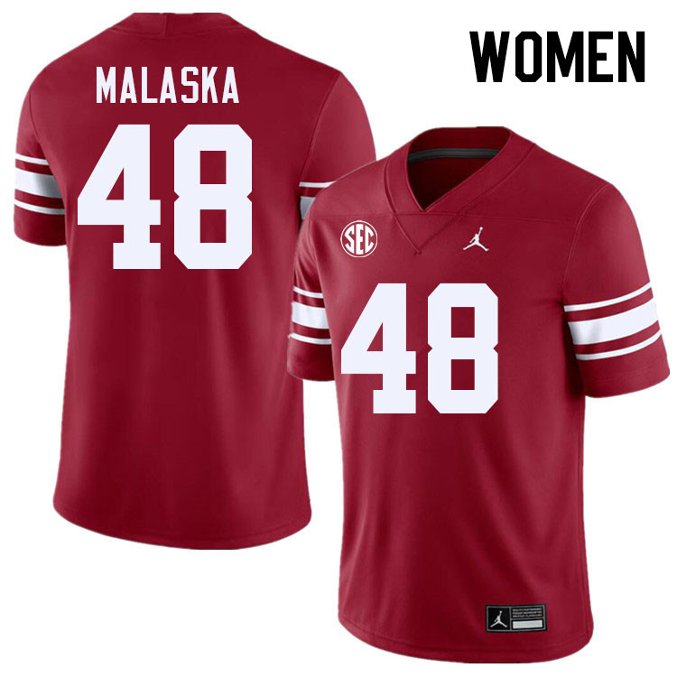 Women #48 Jocelyn Malaska Oklahoma Sooners 2024 SEC Conference College Football Jerseys-Throwback